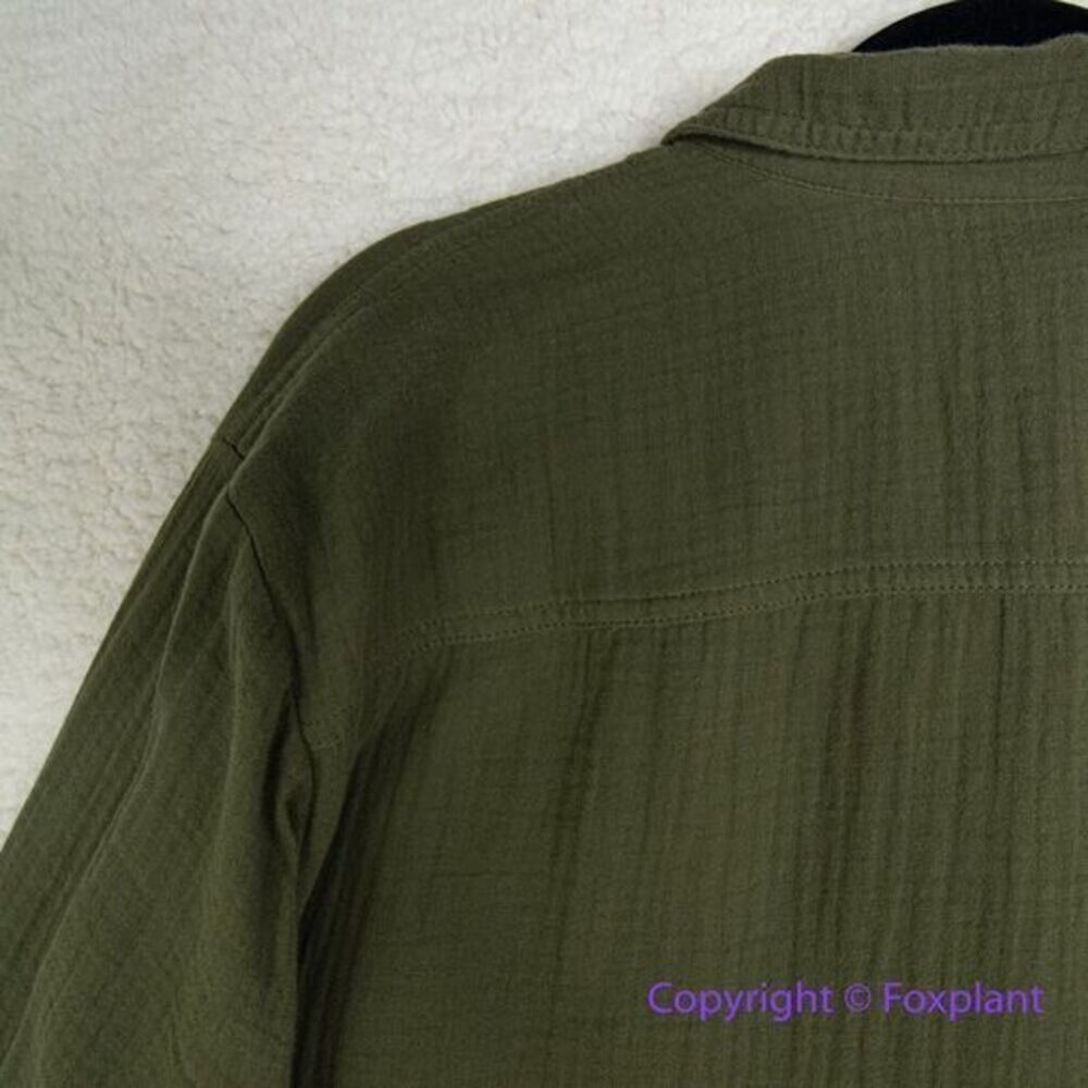 New! Madewell Lightspun Flap Pocket Oversized Ex-Boyfriend Shirt green, size 2X - Picture 12 of 16